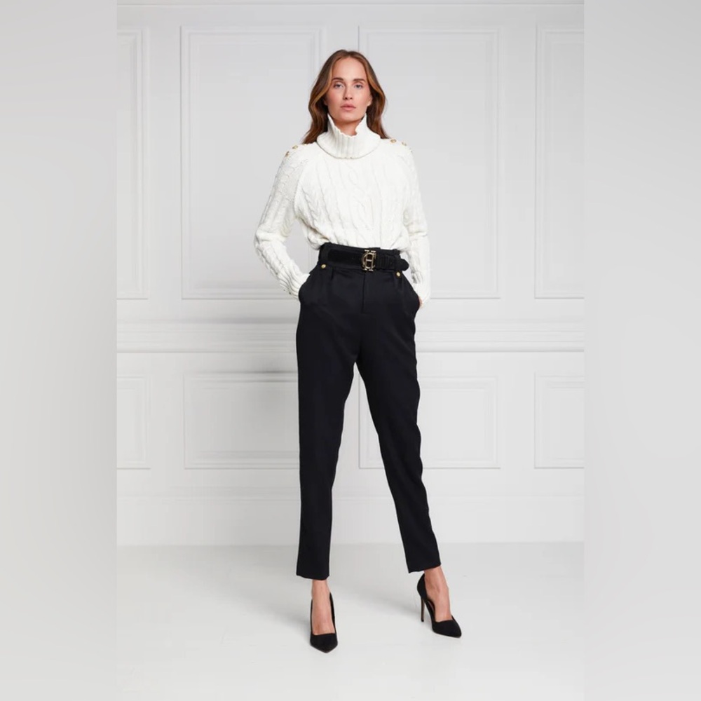 HOLLAND COOPER Elegant High Waisted Peg Pants Black Baritha Women's 4 UK8